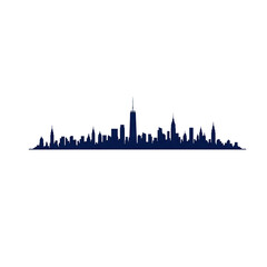 Obraz premium A skyline silhouette featuring iconic buildings against a clear background, perfect for urban-themed designs and projects.