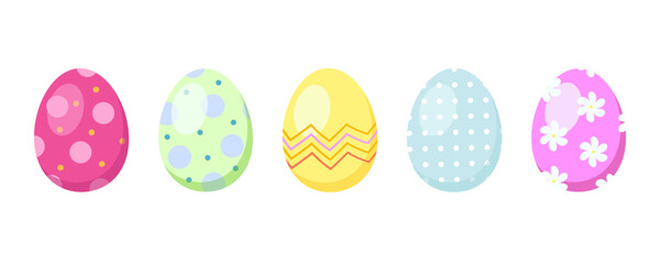Easter Eggs. Set of 5 unique Easter eggs in a soft, delicate style. Perfect for Easter projects, decorations and digital printing.
