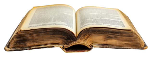 Literary exploration of an open book isolated on transparent background