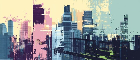 Eclectic Urban Graphic with Dynamic Shapes and Contrasting Colors