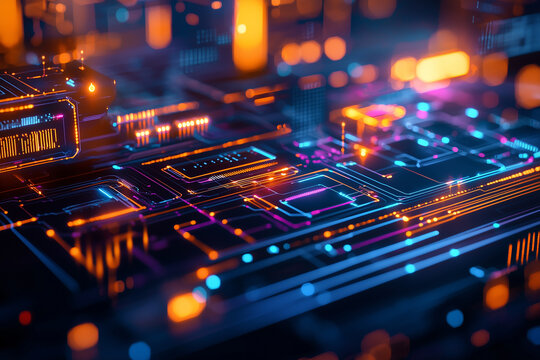 A close-up of a futuristic AI interface with glowing data streams, symbolizing the flow of information