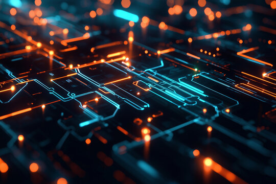 A close-up of a futuristic AI interface with glowing data streams, symbolizing the flow of information