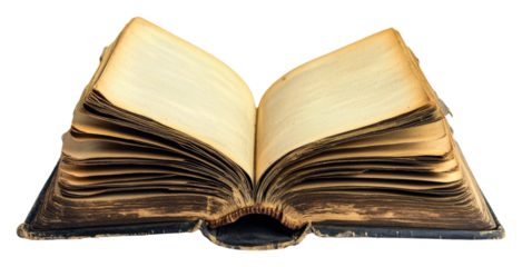 Ancient book display museum exhibition indoor isolated on transparent background