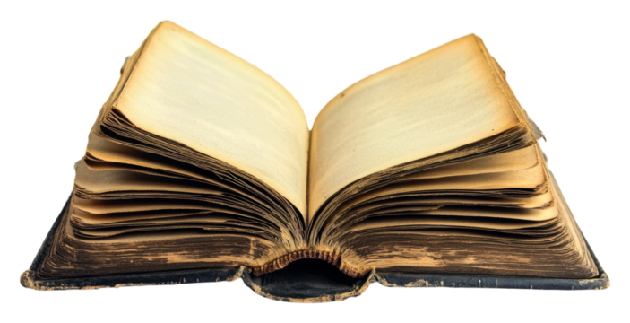 Ancient book display museum exhibition indoor isolated on transparent background