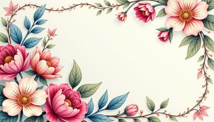 Obraz premium Intricate floral motif, delicate linework, pastel hues , nature, plant, organic