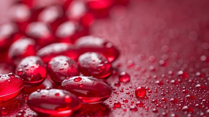 Red Capsules Water Droplets Wellness Spa Medicine Health Background