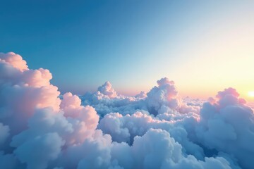 Fototapeta premium Subtle gradient sky, clouds seamlessly looping, seamless pattern, aerial, digital