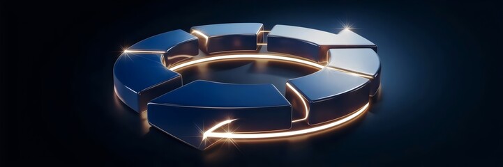 3D spiral arrow with depth and glowing highlights – Ideal for branding in innovation, technology, and digital transformation.