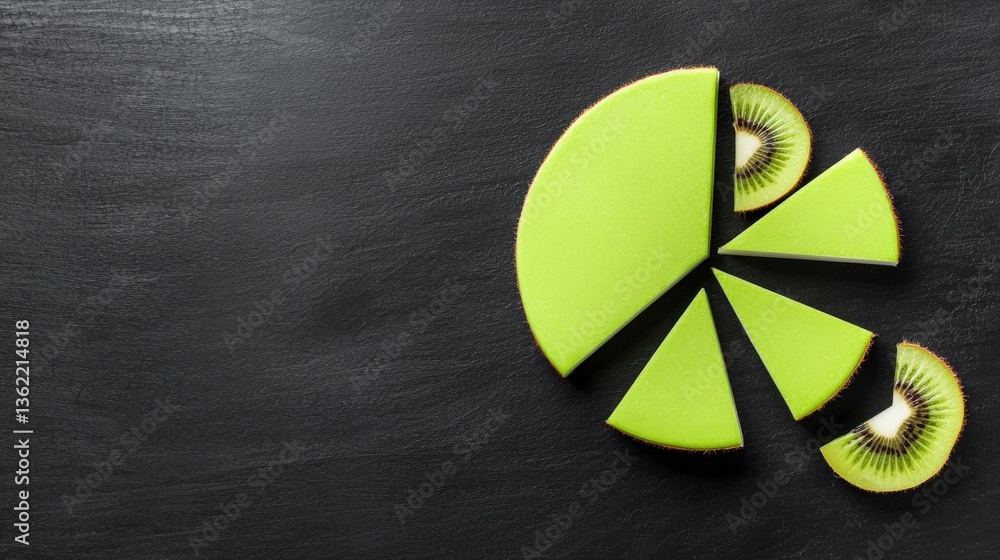 Poster kiwi slices forming a pie chart for business performance