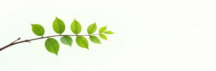 Single branch with leaves on white background, calm, tree