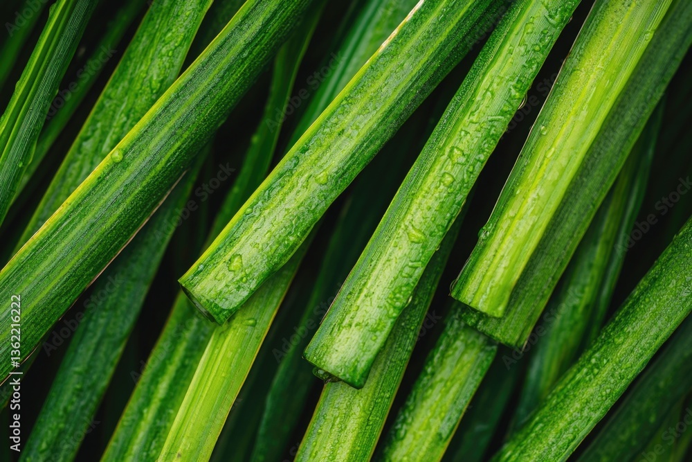 Poster close-up view of the needles on an evergreen tree, showcasing their vibrant green color and unique t