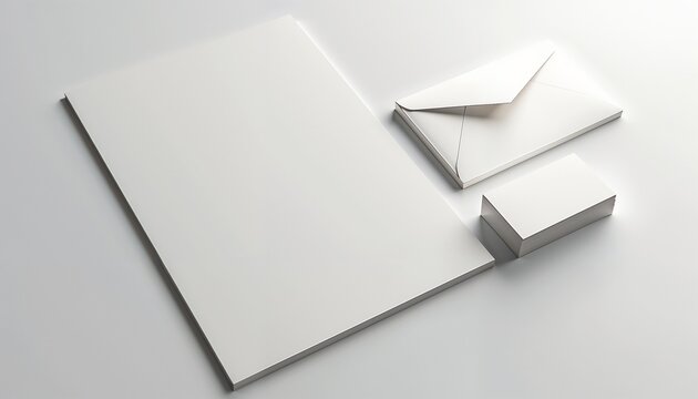  Photorealistic Blank Letterhead with Envelopes & Business Cards – Minimalist Professional Stationery Mockup  