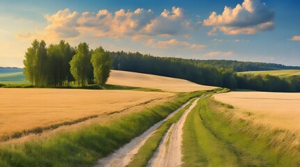 Obraz premium Country road near the forest on the edge.generative.ai