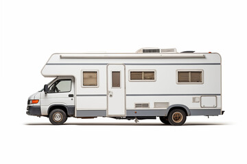 Camper Van on White Background &ndash; RV Motorhome for Road Trips, Outdoor Adventures, Vacation Getaways, Van Life, Camping Experience,Recreational Vehicle for Travel. Camper van rental



