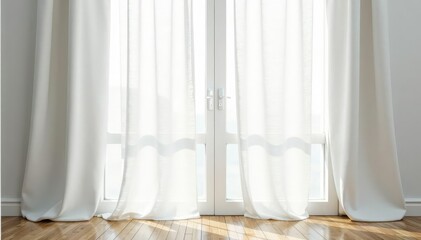 Subtle wave pattern, sheer white linen curtains , airy, minimal