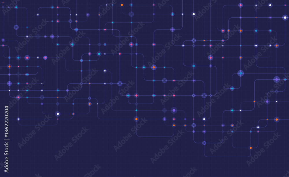 Poster circuit connect lines and dots. network technology and connection concept. decentralized network nod