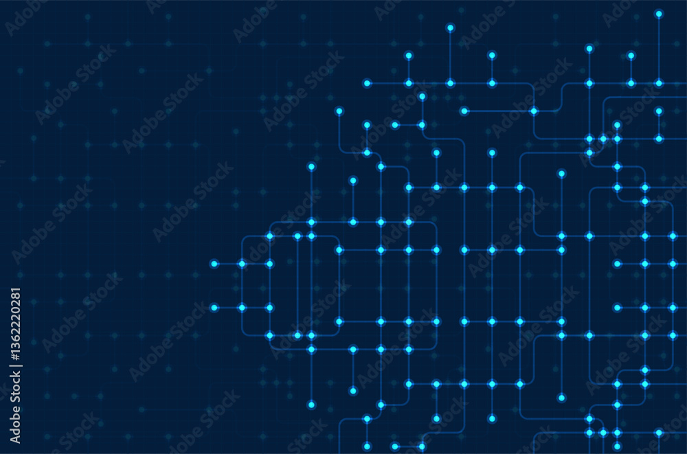 Poster circuit connect lines. network technology and connection concept. decentralized network nodes connec