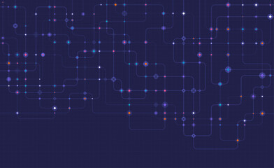 Circuit connect lines and dots. Network technology and Connection concept. Decentralized network nodes connections