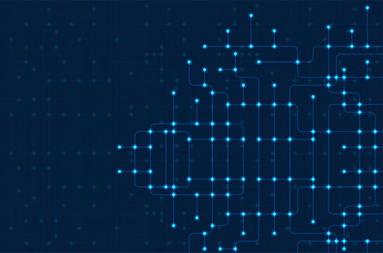 Circuit connect lines. Network technology and Connection concept. Decentralized network nodes connections