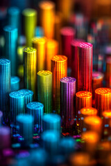 Obraz premium Colorful columns in varying heights, a vibrant, abstract composition with shiny surface finish