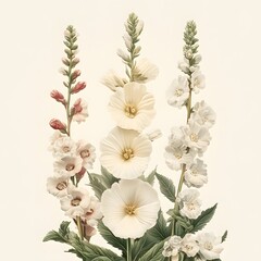 Detailed vintage illustration depicting several beautiful flowering plant stems