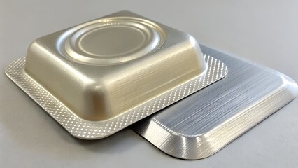 This image shows two embossed or stamped metal trays or containers.