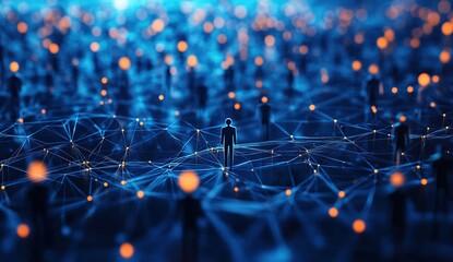 Abstract Network of Glowing Blue Nodes and Connections