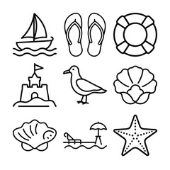 Fototapeta premium A Bundle of Summer related icons set with various symbols and elements in a doodle style