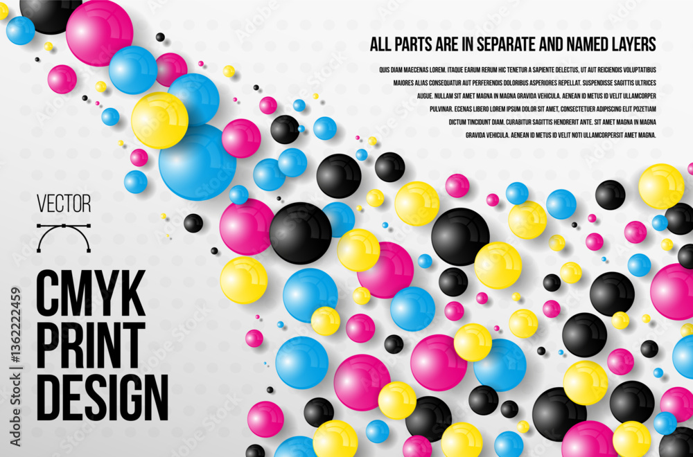 Poster vibrant cmyk design with colorful circle elements