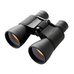 pair black binoculars isolated on transparent white background