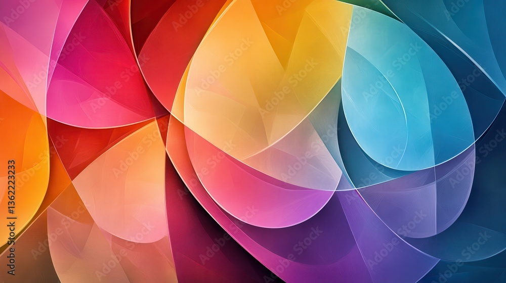 Poster abstract geometric shapes in vibrant colors creating a modern and dynamic visual composition illustr