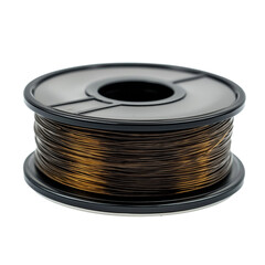 spool of metallic copper wire isolated on transparent white background
