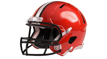 Fototapeta premium Game-Ready: A vibrant red football helmet, ready for action. Its sleek design and protective features symbolize the intensity of the game.