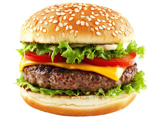 Isolated Burger with Fresh Ingredients