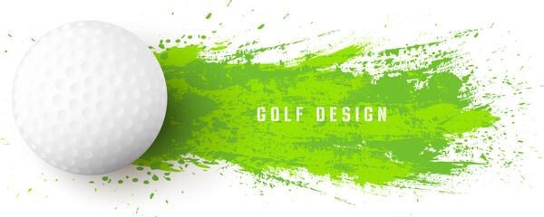 Stylized golf ball on abstract paint splash design