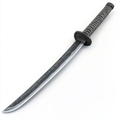 Ninja katana with a wrapped hilt, isolated on white