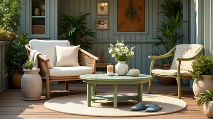 Obraz premium table and chairs in the garden