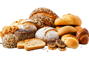 Artisan bread varieties display bakery food indoor isolated on transparent background