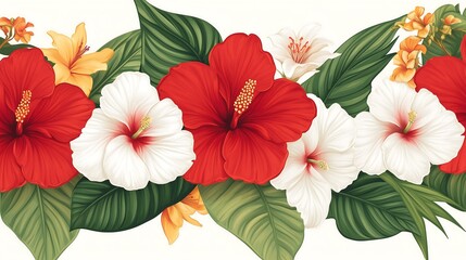 Fototapeta premium Vibrant tropical flora close-up botanical illustration