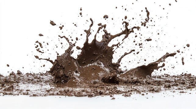Isolated drops of mud splash on a white background, featuring a clipping path, Isolated mud splashes on a white background with clipping path illustration