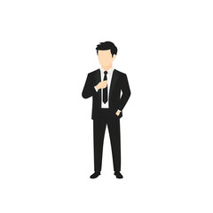 Obraz premium Professional man in a suit, standing confidently with one hand in pocket, isolated on a white background.