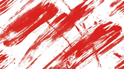 Abstract artwork of red paint brushstrokes against a white backdrop