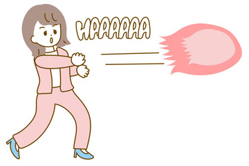 波動系の技を繰り出すスーツの女性のイラスト