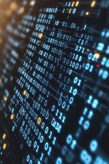 Obraz premium Binary Code Screen Closeup.