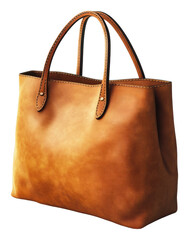 Stylish leather handbag display product isolated on transparent background