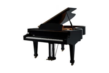 grand piano and music notes on transparent background png