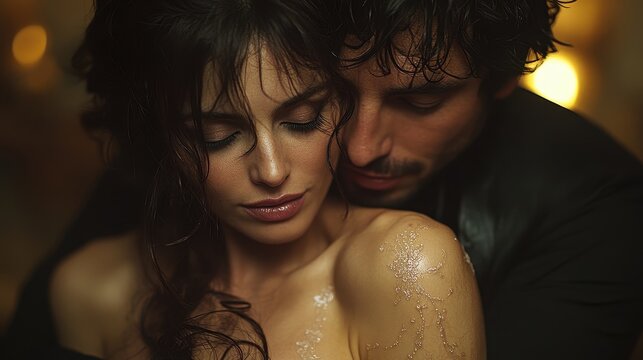 A couple embracing each other with tender affection and intimacy