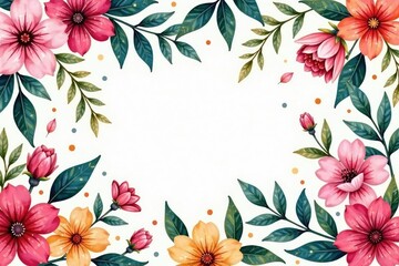 Intricate watercolor floral pattern, vibrant blooms and leaves , spring, pretty, elegant