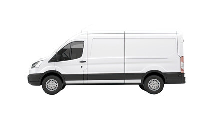 Fototapeta premium Fleet Vehicle: A pristine white van stands in a dynamic profile. It's a sleek mode of transport, ready to carry you and all your things. 