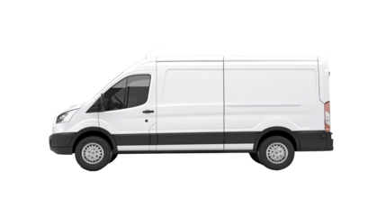 Fleet Vehicle: A pristine white van stands in a dynamic profile. It's a sleek mode of transport, ready to carry you and all your things. 